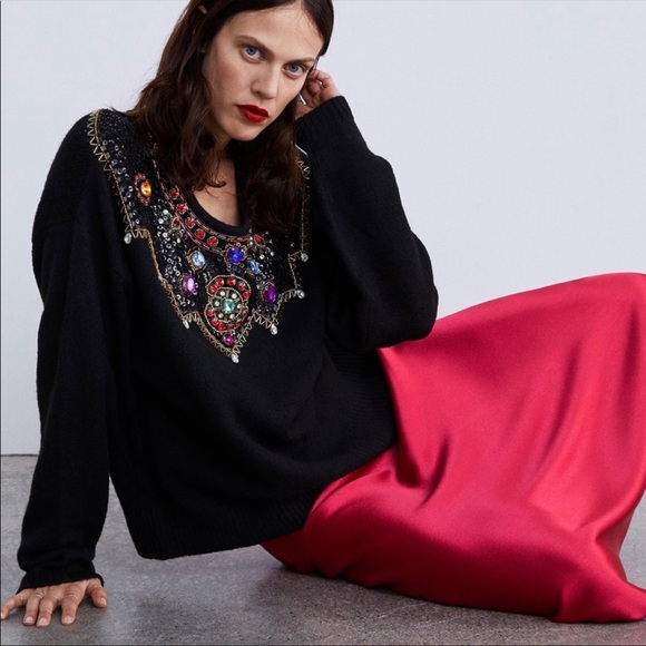 BLOGGER FAV ZARA LIMITED EDITION SEQUIN SWEATER - Picture 4 of 6